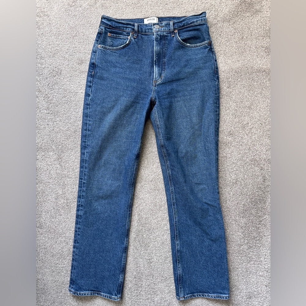 Women’s Agolde High Rise Premium Denim Jeans Stovepipe Size 28x28 Straight Leg - Picture 2 of 12